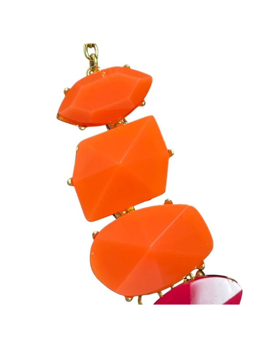 Gold Tone Pink and Peach Bib Necklace (6365) - Picture 3 of 8